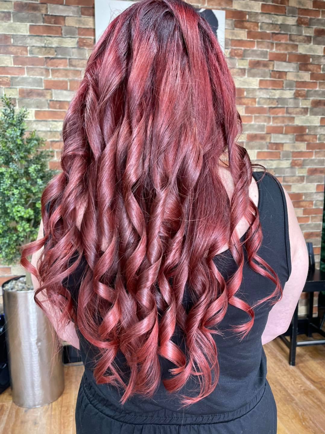 Cherry red curls — Hair by Kimmie client work