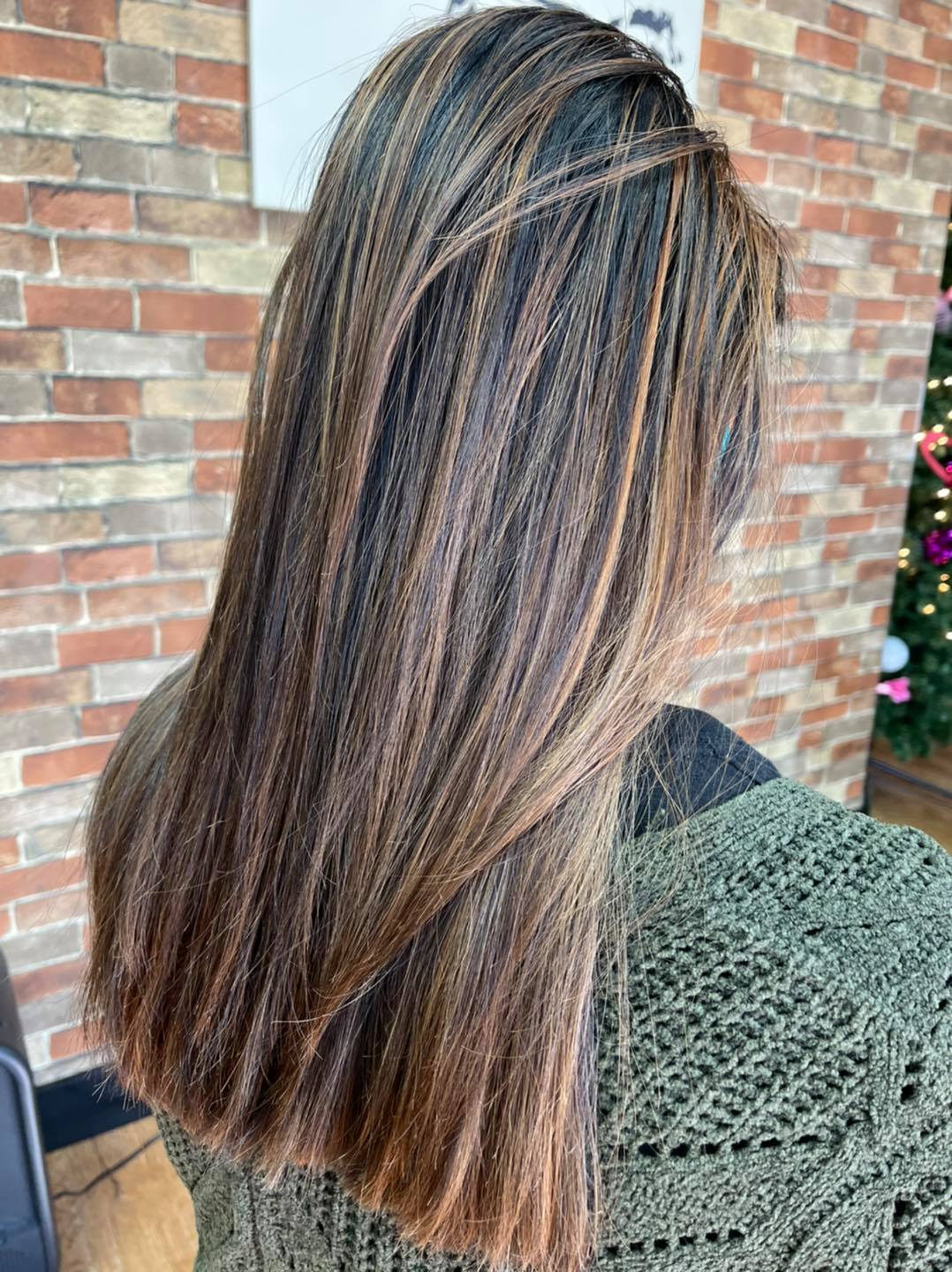 Subtle caramel highlights — Hair by Kimmie client work