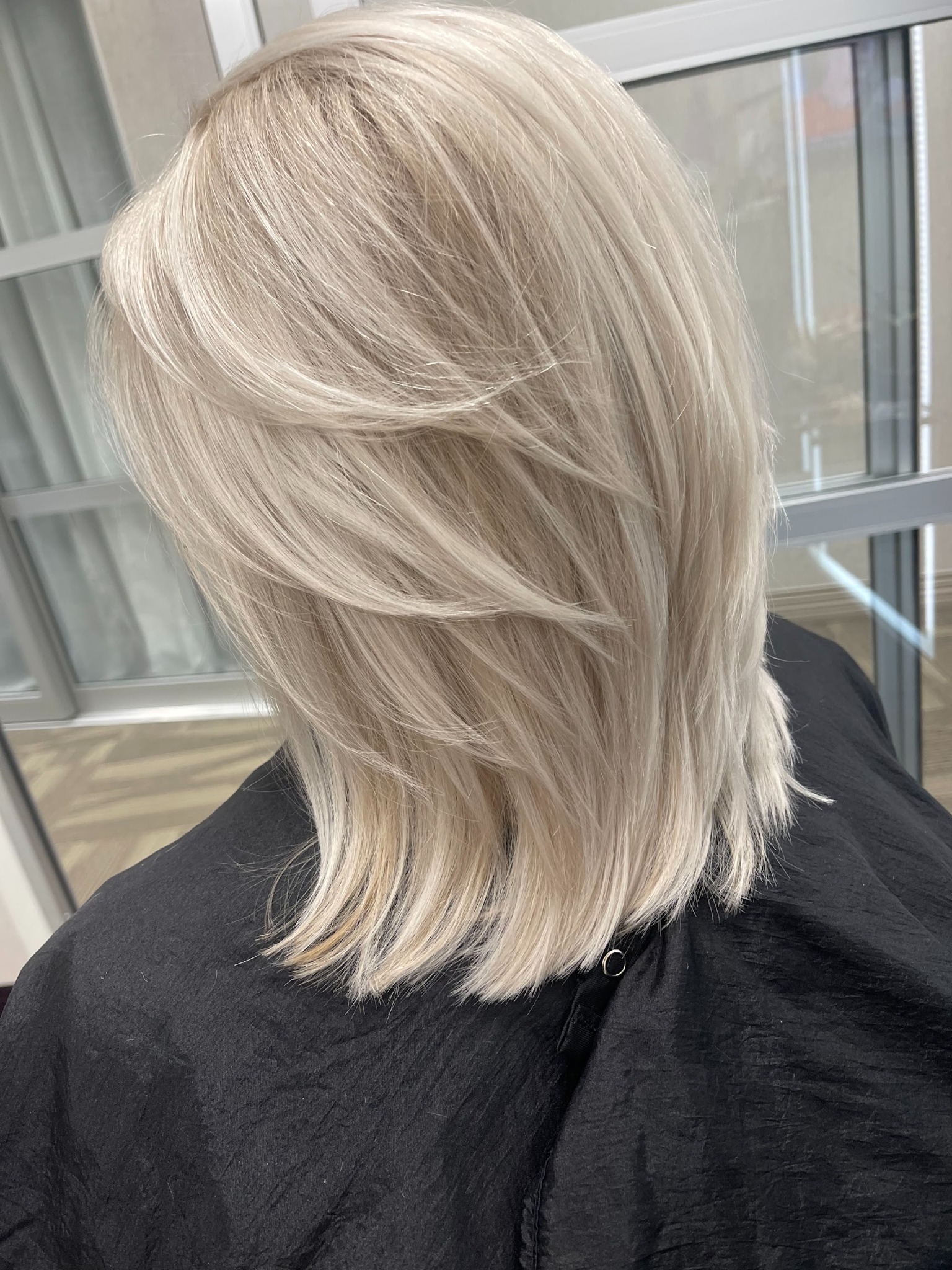 Layered blonde cut — Hair by Kimmie client work