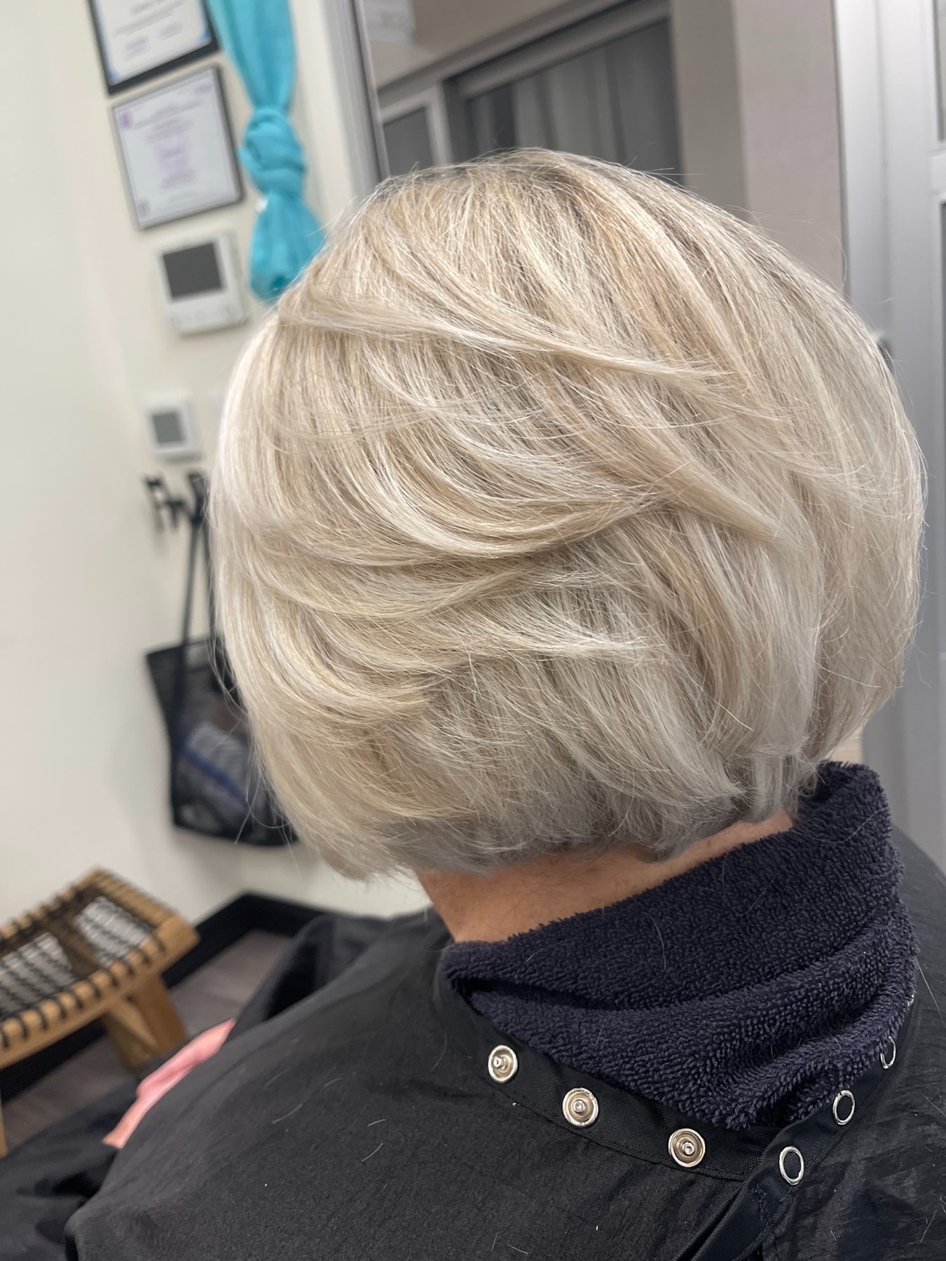Short silver blonde bob — Hair by Kimmie client work