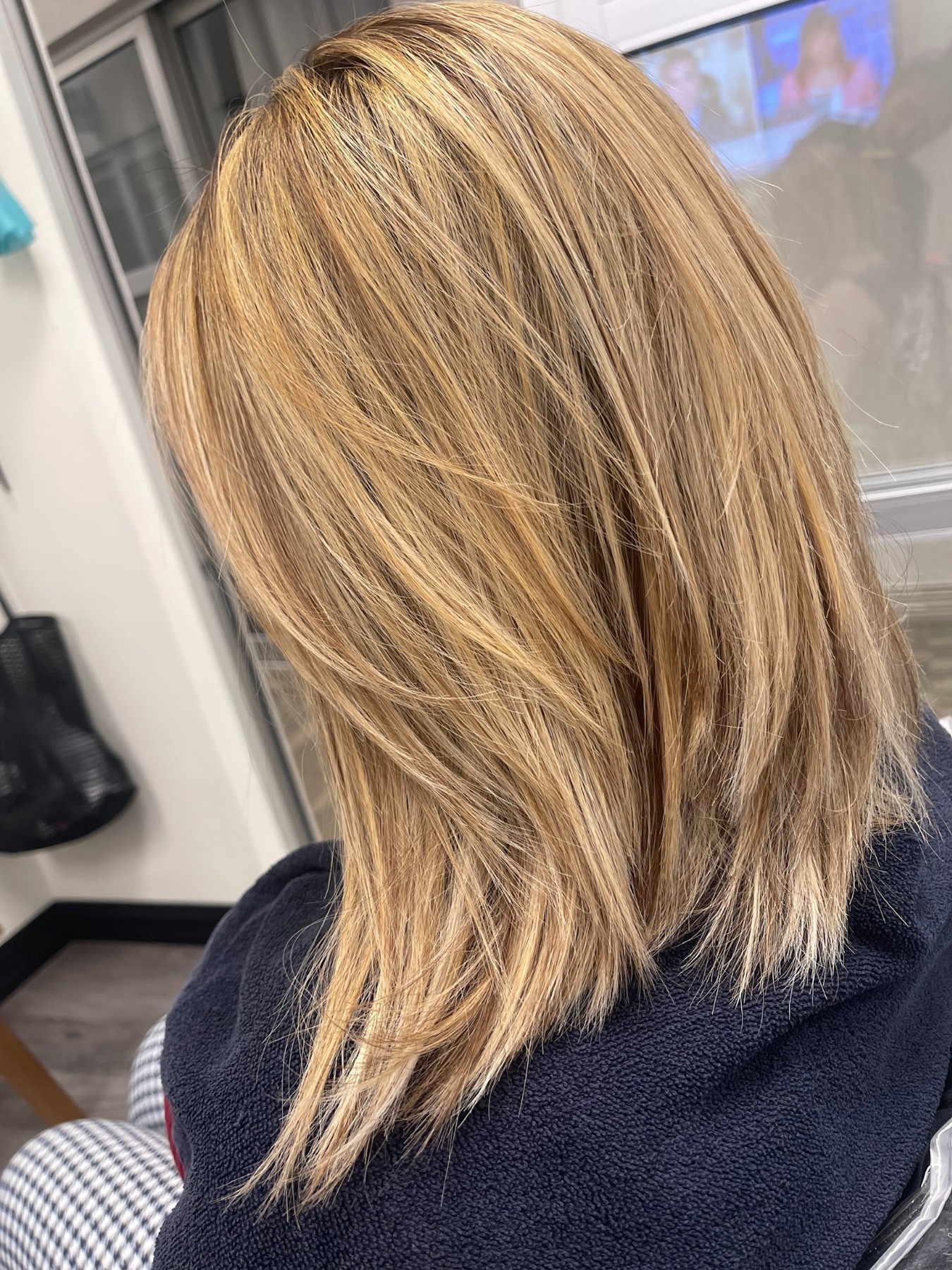 Golden highlighted layers — Hair by Kimmie client work