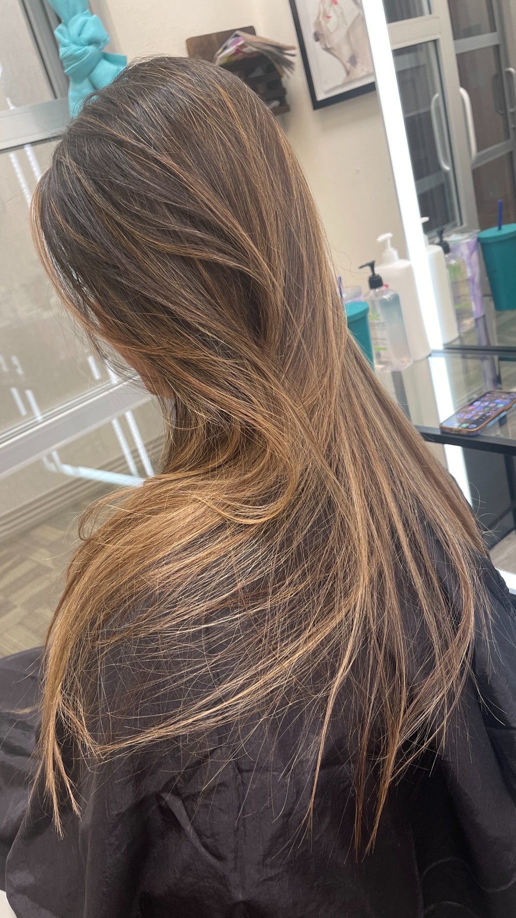 Long highlighted brunette — Hair by Kimmie client work