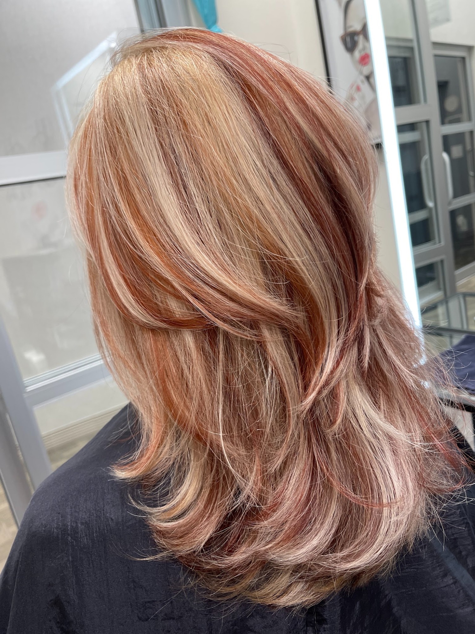 Copper and blonde highlighted hair